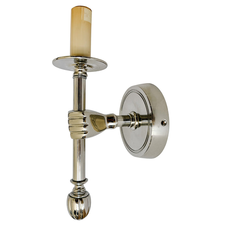 Pair of Jacques Adnet Style Polished Nickel Hand Sconces