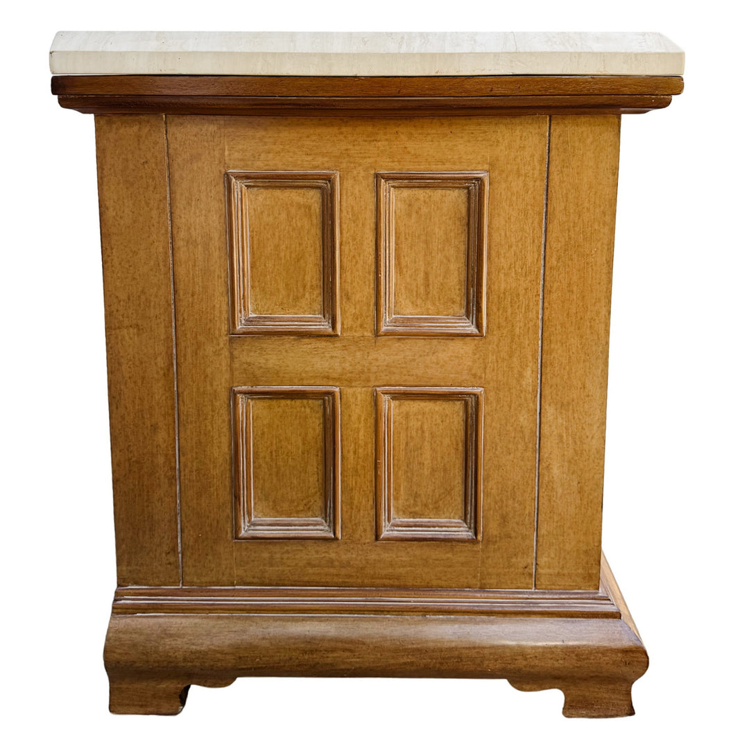 Kreiss Collection Neoclassical Style Travertine Top Commode or Chest of Drawers