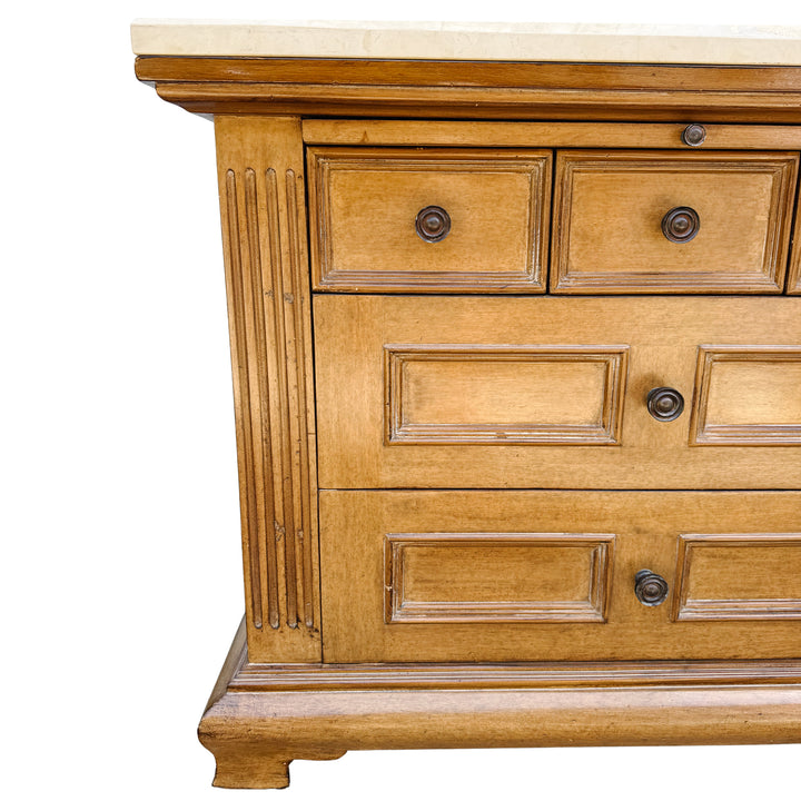 Kreiss Collection Neoclassical Style Travertine Top Commode or Chest of Drawers