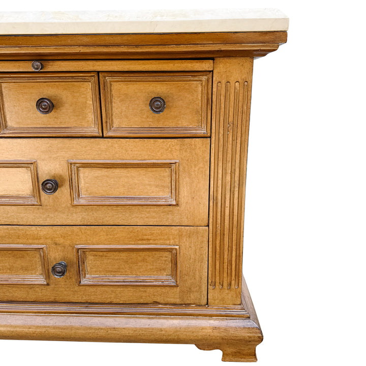 Kreiss Collection Neoclassical Style Travertine Top Commode or Chest of Drawers