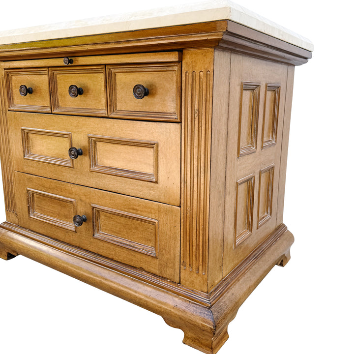 Kreiss Collection Neoclassical Style Travertine Top Commode or Chest of Drawers