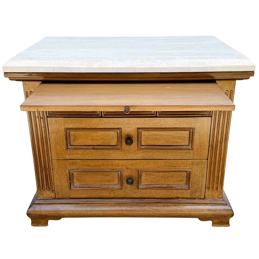 Kreiss Collection Neoclassical Style Travertine Top Commode or Chest of Drawers