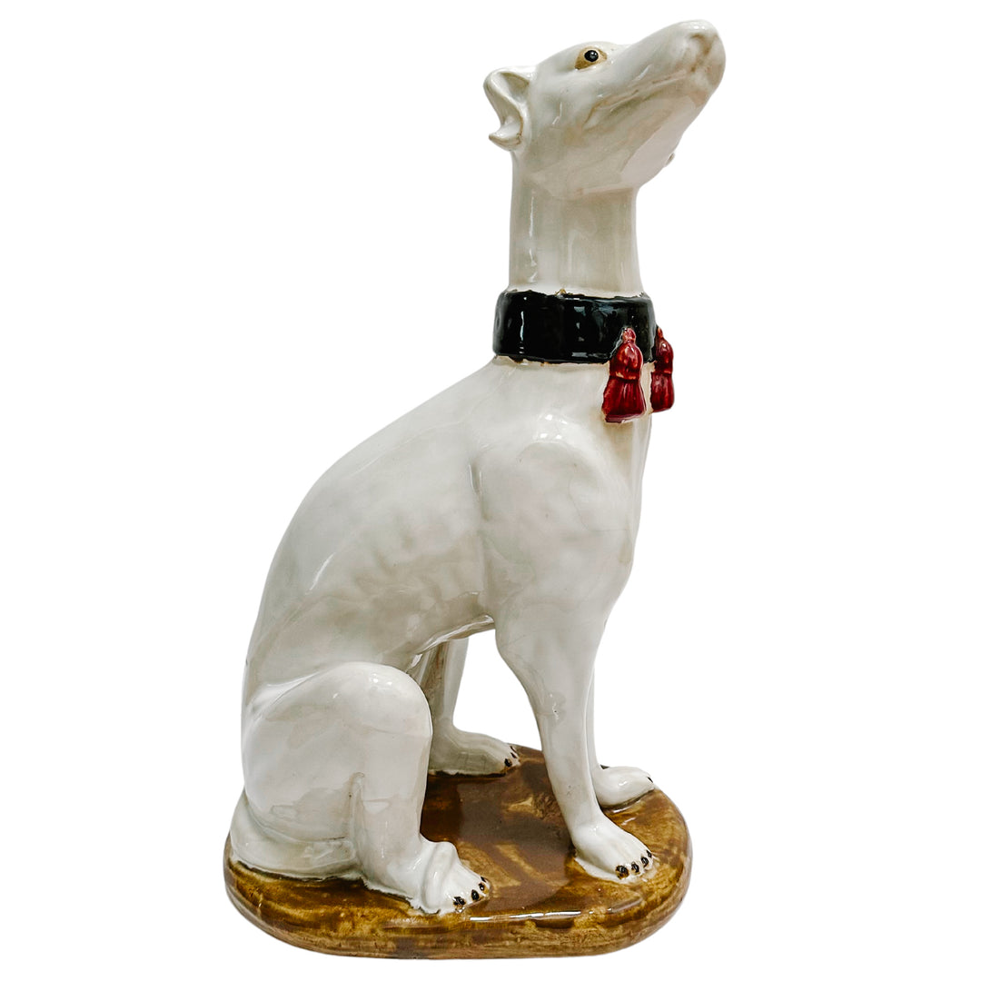 Vintage Large Hollywood Regency Style Pottery Whippets (4)