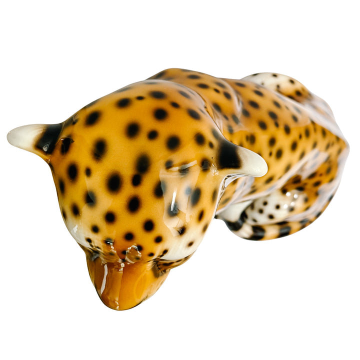 Vintage Large Scale Italian Glazed Porcelain Standing Leopard Statue