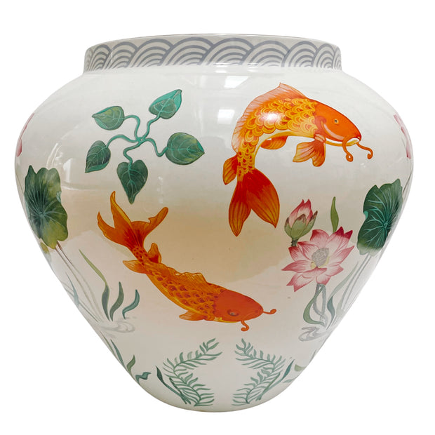 Large The Franklin Mint Vase of the Golden Carp Porcelain Vase