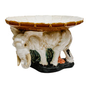 Vintage Majolica Pottery Elephant Centerpiece Bowl