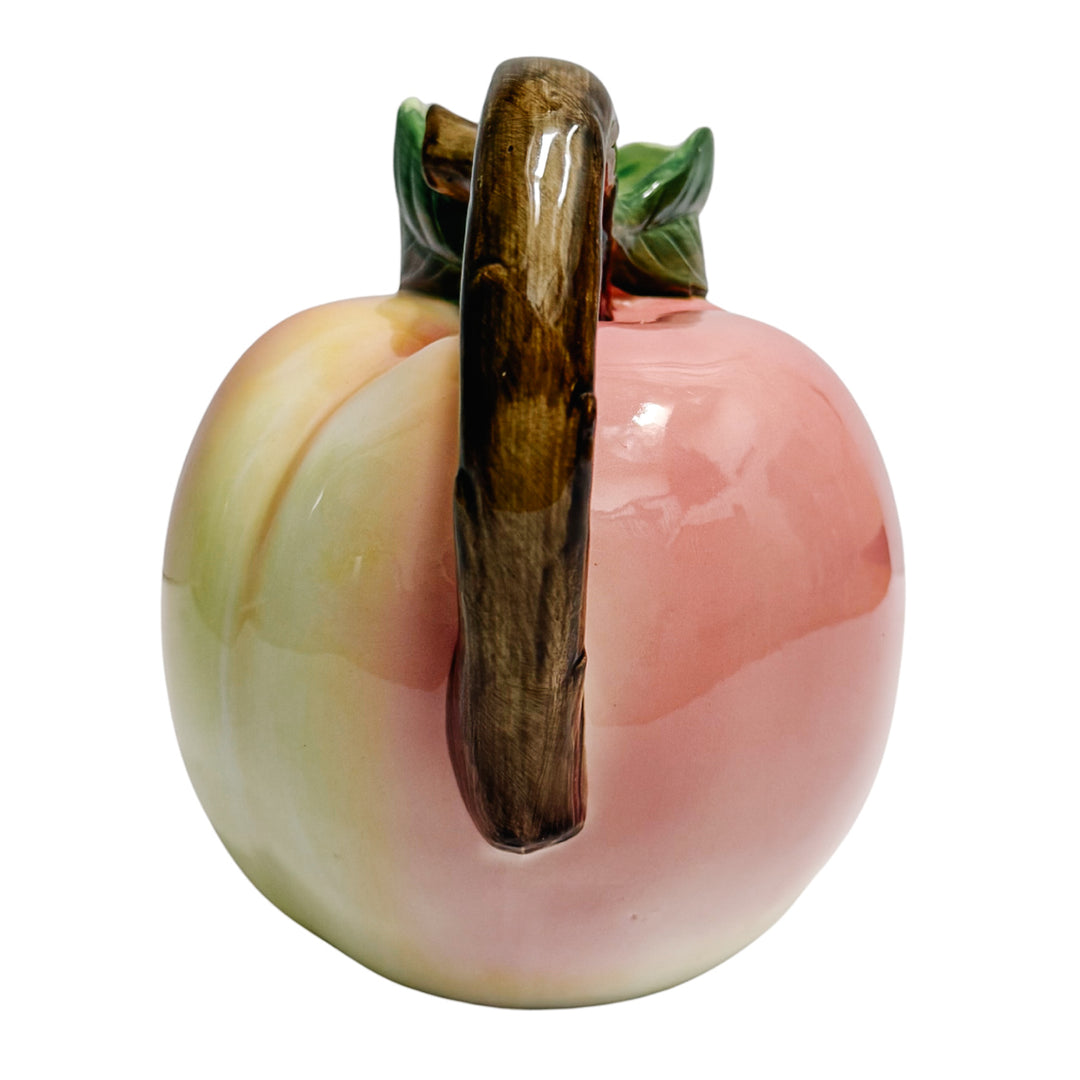 Vintage Majolica Style Peach Ceramic Sculptural Pitcher