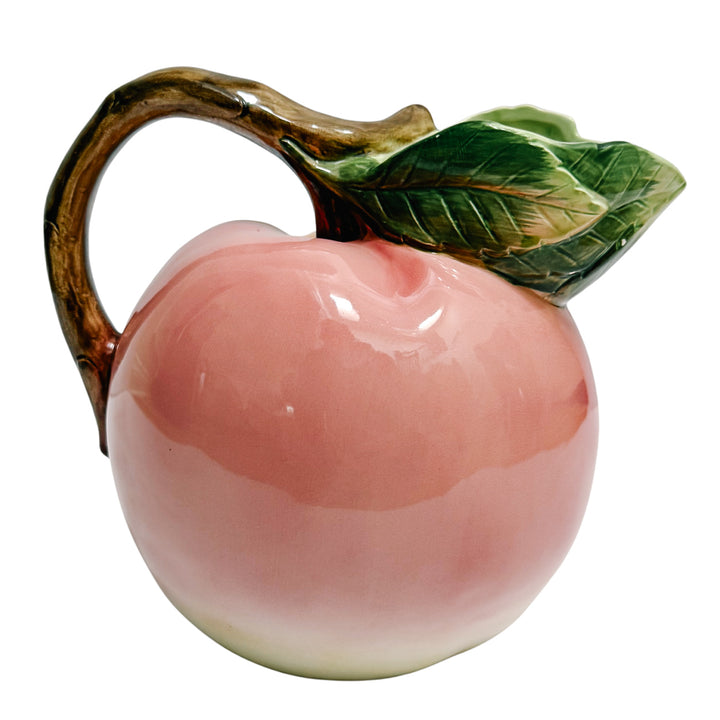 Vintage Majolica Style Peach Ceramic Sculptural Pitcher