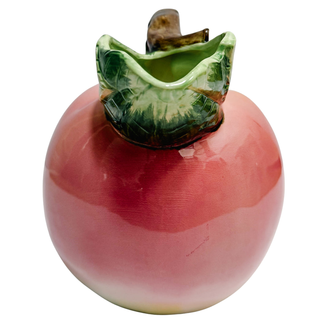 Vintage Majolica Style Peach Ceramic Sculptural Pitcher