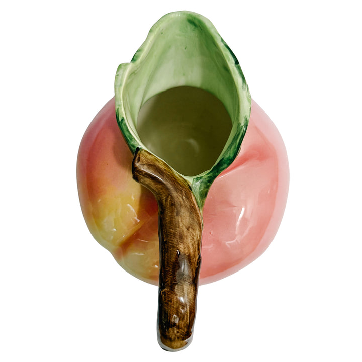 Vintage Majolica Style Peach Ceramic Sculptural Pitcher