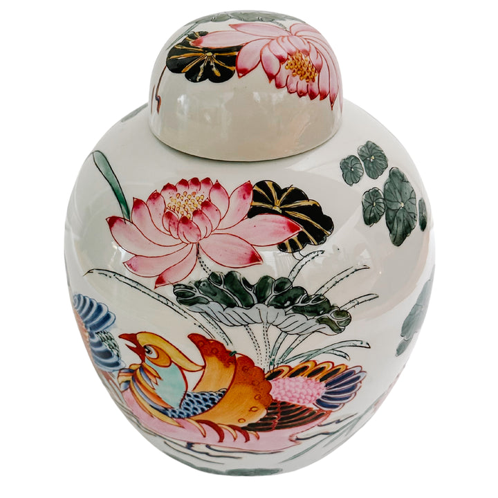 Vintage Mandarin Ducks Ginger Jar