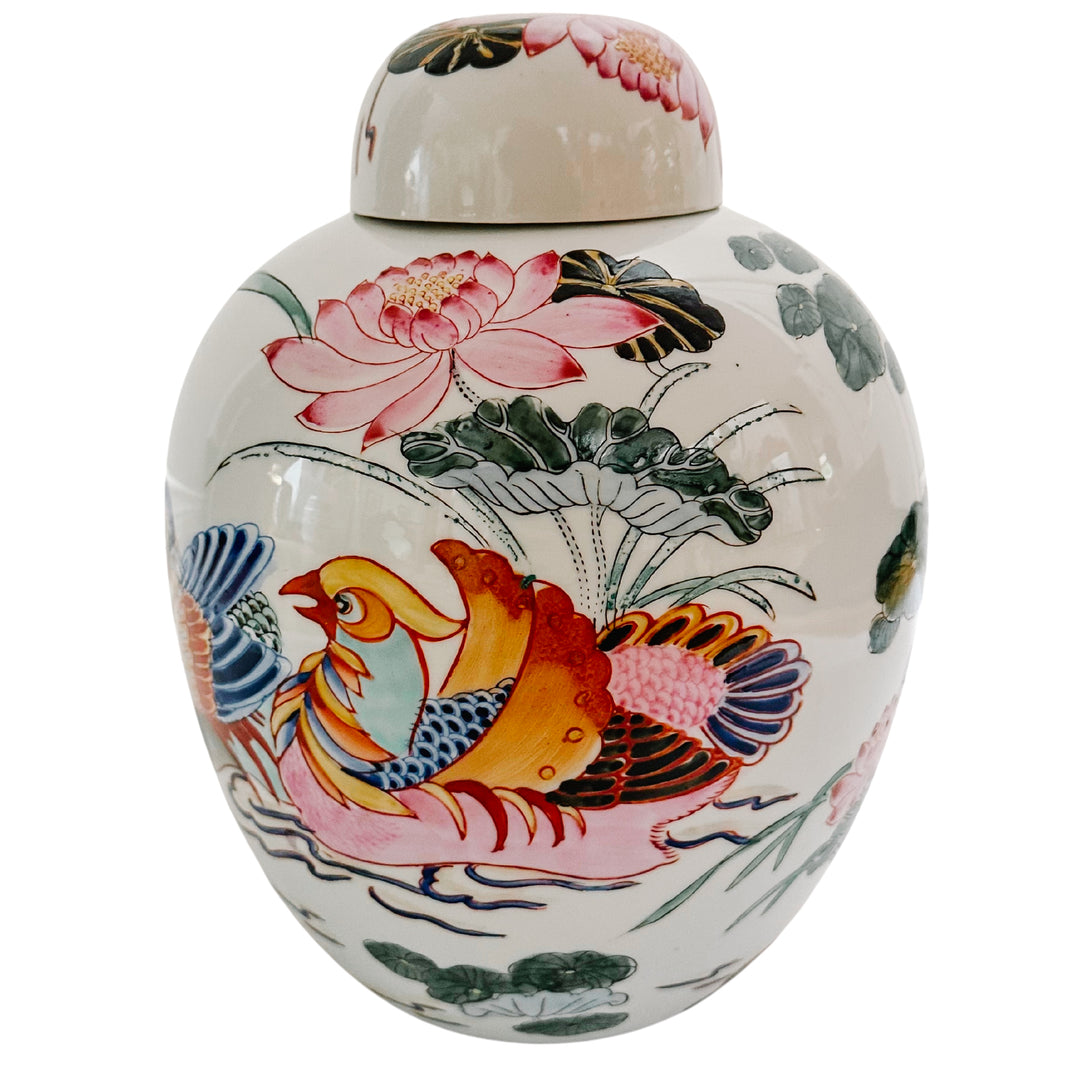 Vintage Mandarin Ducks Ginger Jar