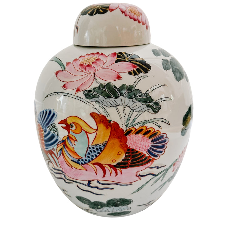 Vintage Mandarin Ducks Ginger Jar