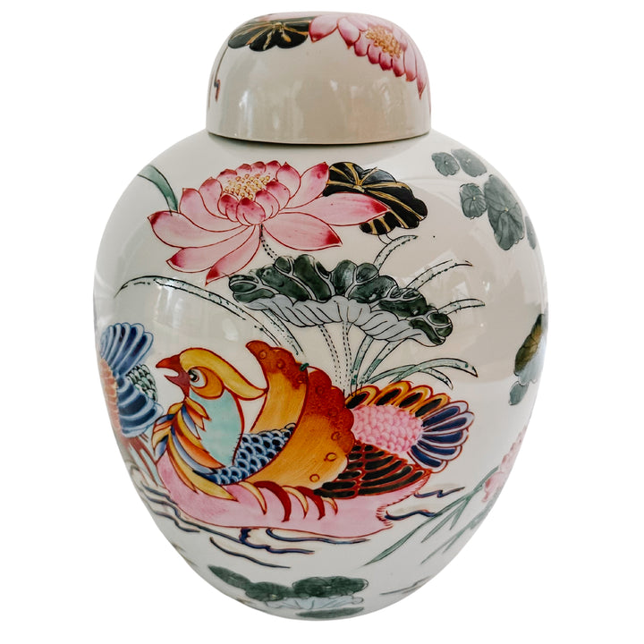 Vintage Mandarin Ducks Ginger Jar