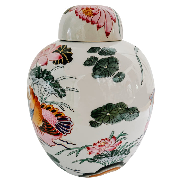 Vintage Mandarin Ducks Ginger Jar