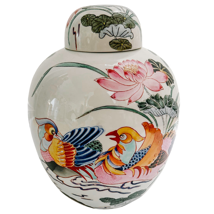 Vintage Mandarin Ducks Ginger Jar