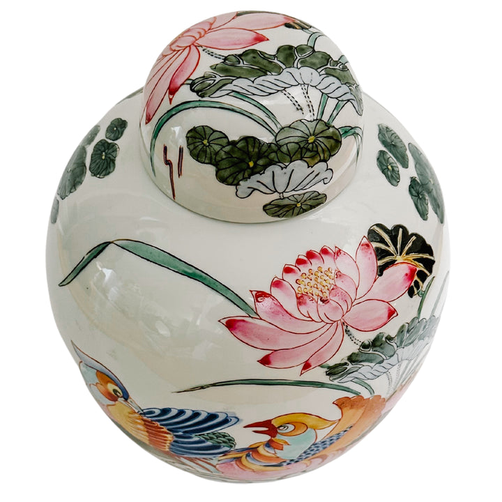 Vintage Mandarin Ducks Ginger Jar