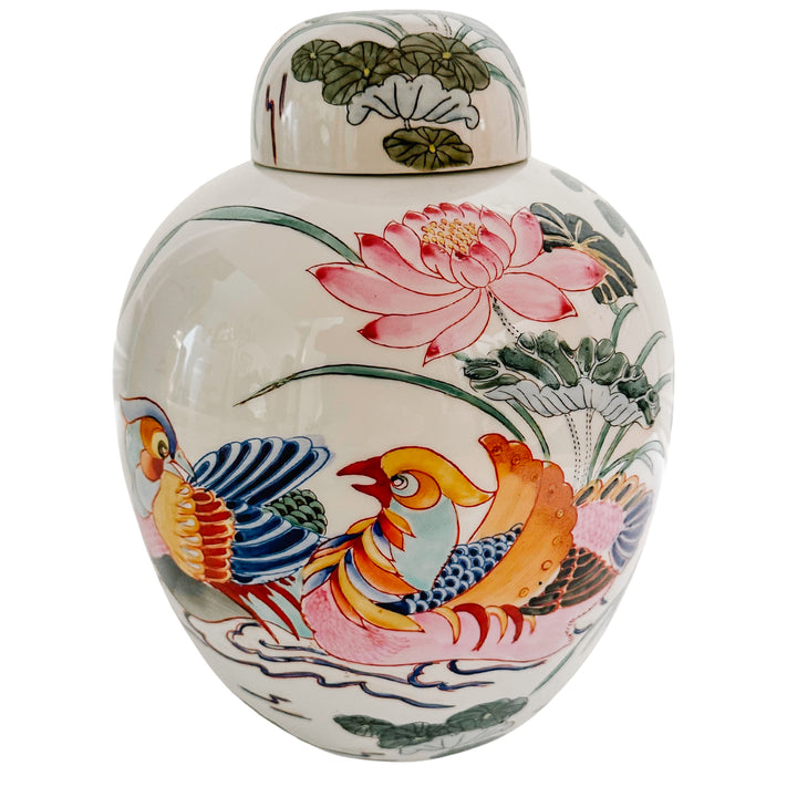 Vintage Mandarin Ducks Ginger Jar