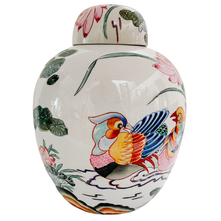 Vintage Mandarin Ducks Ginger Jar