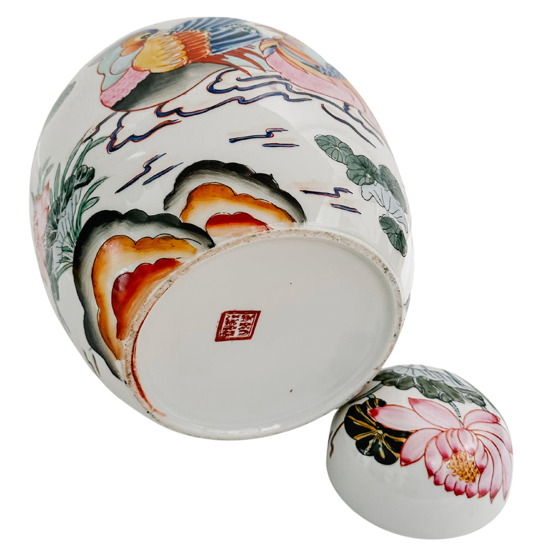 Vintage Mandarin Ducks Ginger Jar
