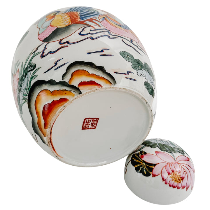 Vintage Mandarin Ducks Ginger Jar