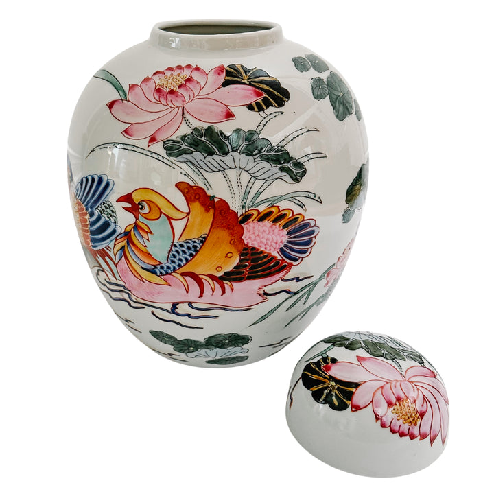 Vintage Mandarin Ducks Ginger Jar