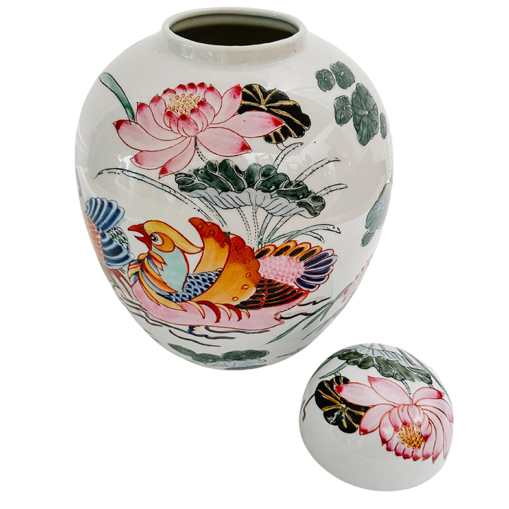 Vintage Mandarin Ducks Ginger Jar