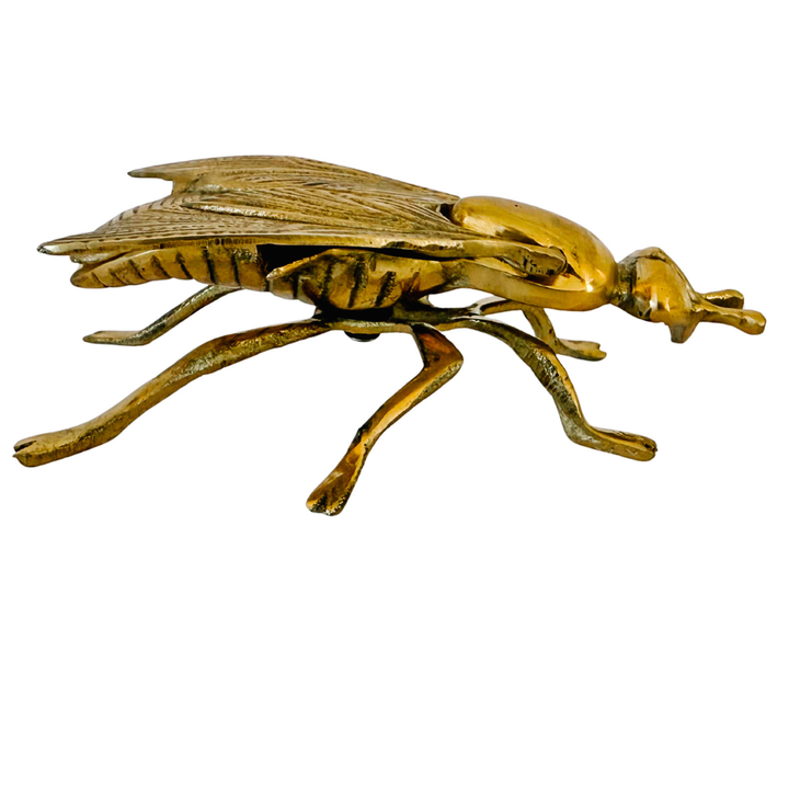 Vintage Mid-Century Brass Fly Ashtray & Hinged Trinket Box