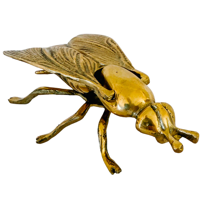 Vintage Mid-Century Brass Fly Ashtray & Hinged Trinket Box