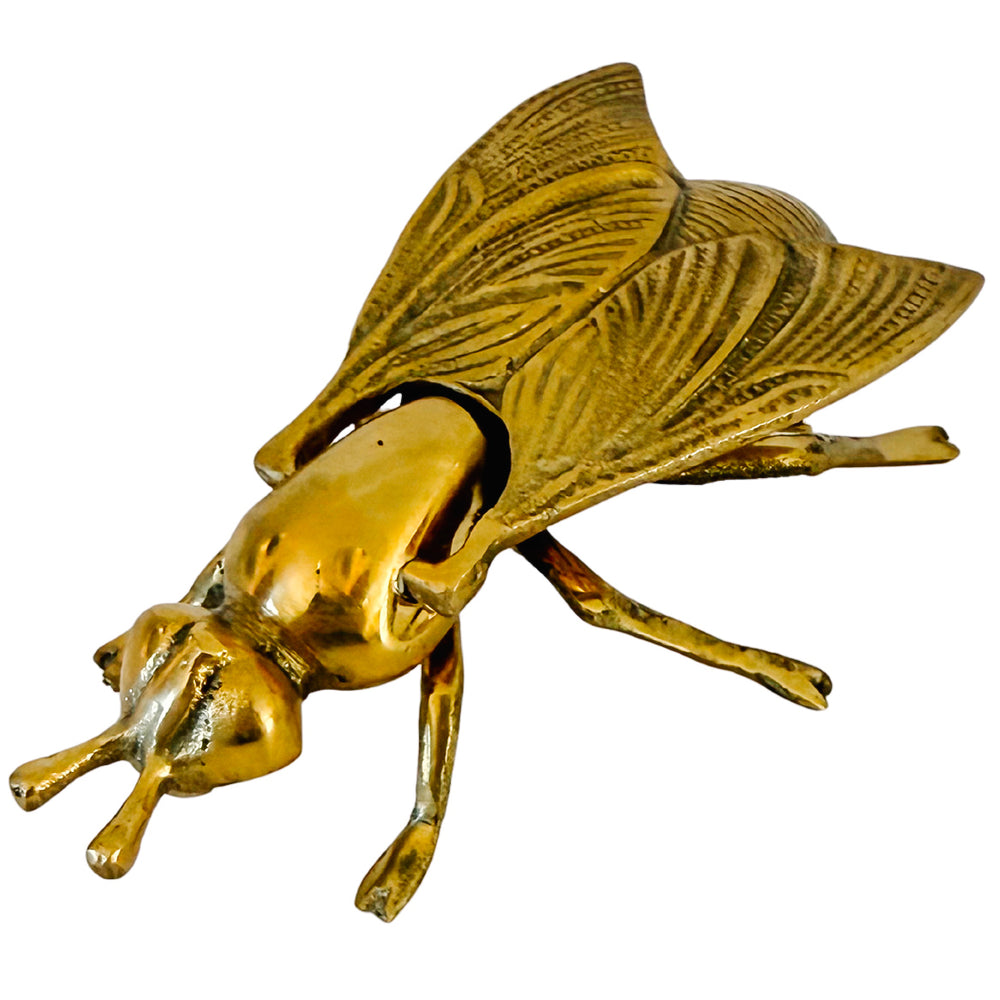 Vintage Mid-Century Brass Fly Ashtray & Hinged Trinket Box