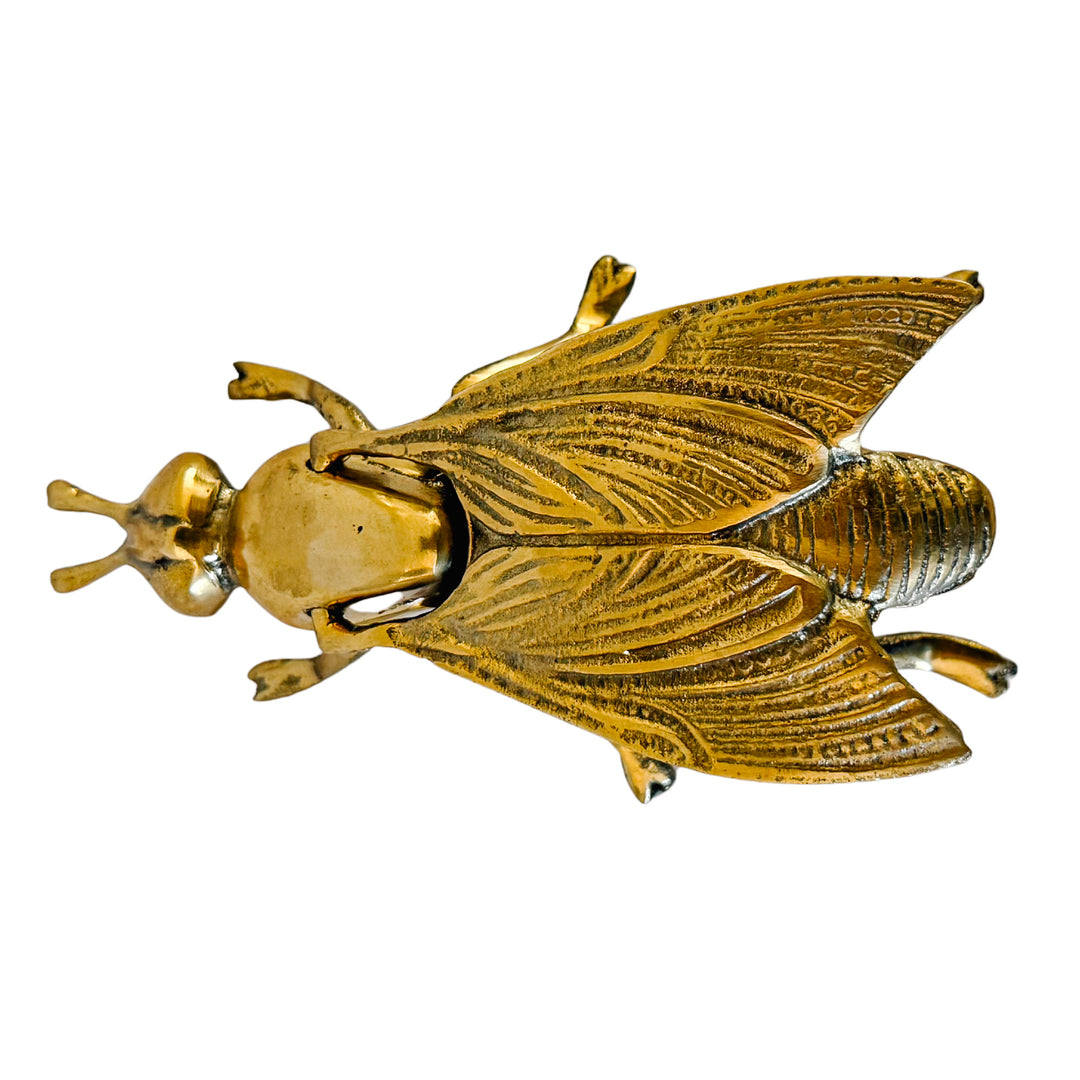 Vintage Mid-Century Brass Fly Ashtray & Hinged Trinket Box