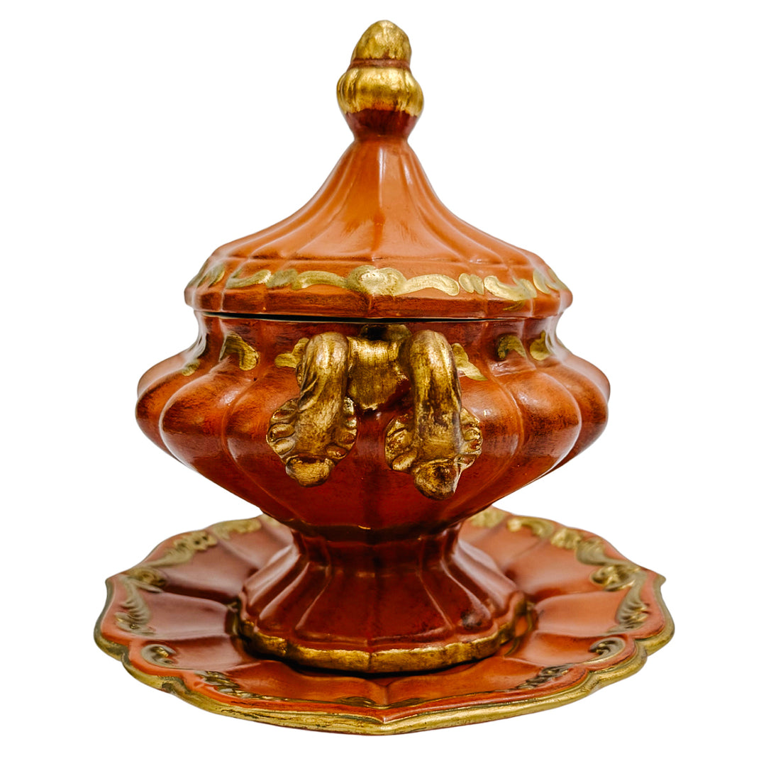 Vintage Mid-Century Italian Gilt Terracotta Tureen & Underplate