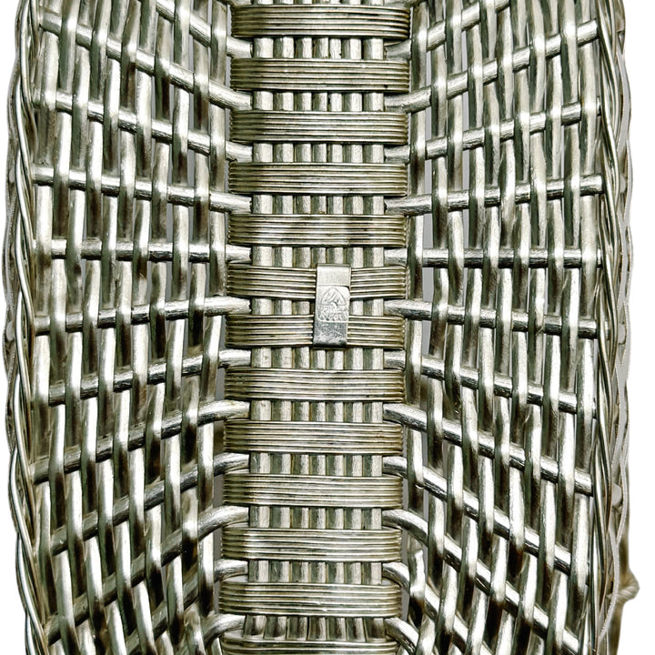 Vintage Midcentury French Woven Silverplate Wine Basket