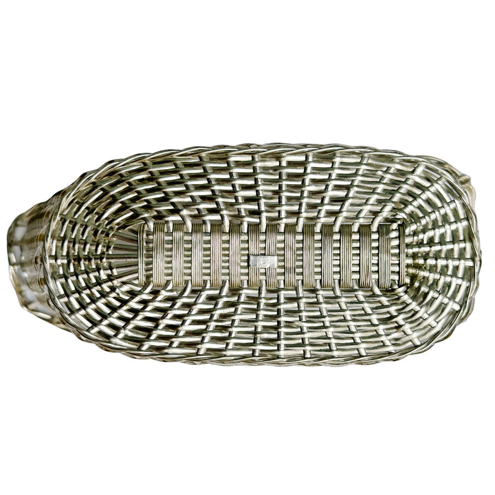 Vintage Midcentury French Woven Silverplate Wine Basket