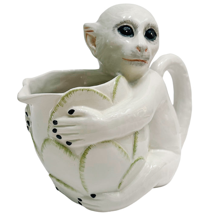 Vintage Mottahedeh Italian White Capuchin Monkey Pitcher