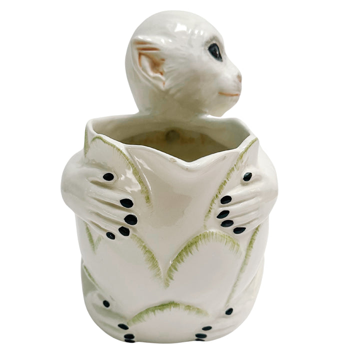 Vintage Mottahedeh Italian White Capuchin Monkey Pitcher