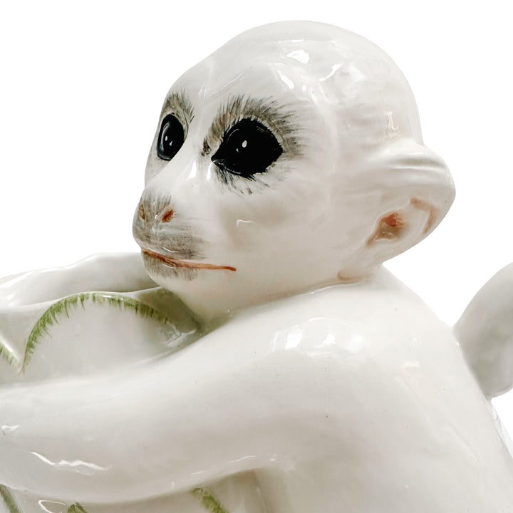 Vintage Mottahedeh Italian White Capuchin Monkey Pitcher