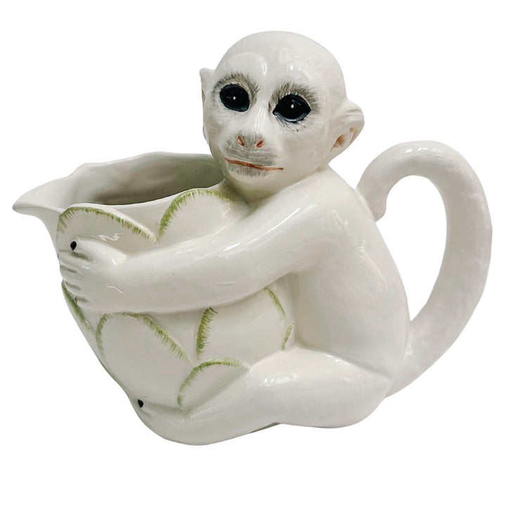 Vintage Mottahedeh Italian White Capuchin Monkey Pitcher