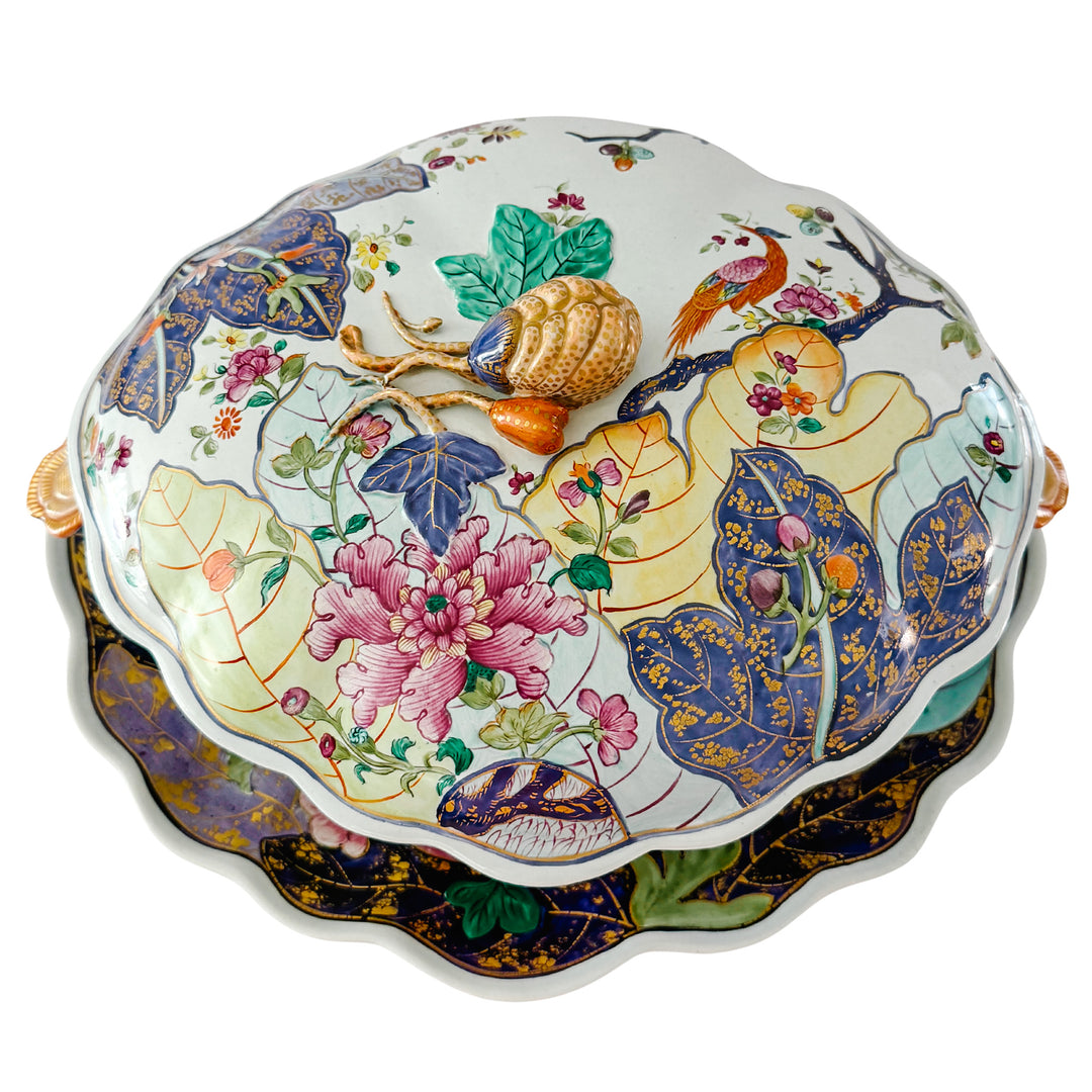 Vintage Mottahedeh Tobacco Leaf Tureen With Underplate