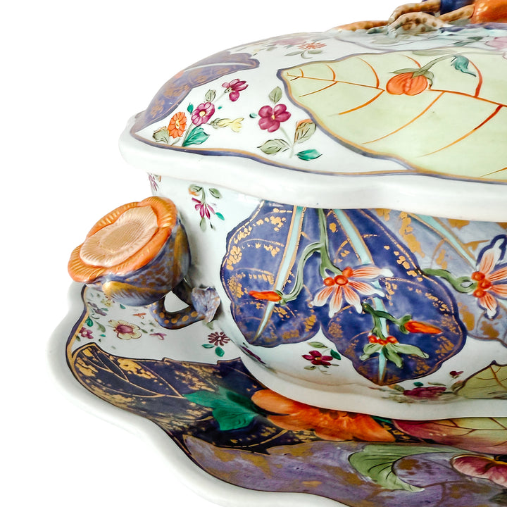 Vintage Mottahedeh Tobacco Leaf Tureen With Underplate