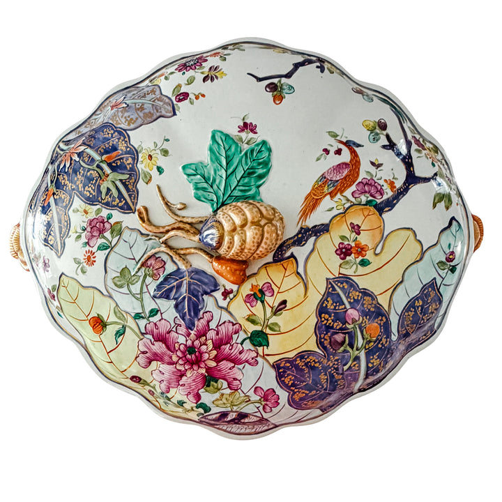 Vintage Mottahedeh Tobacco Leaf Tureen With Underplate