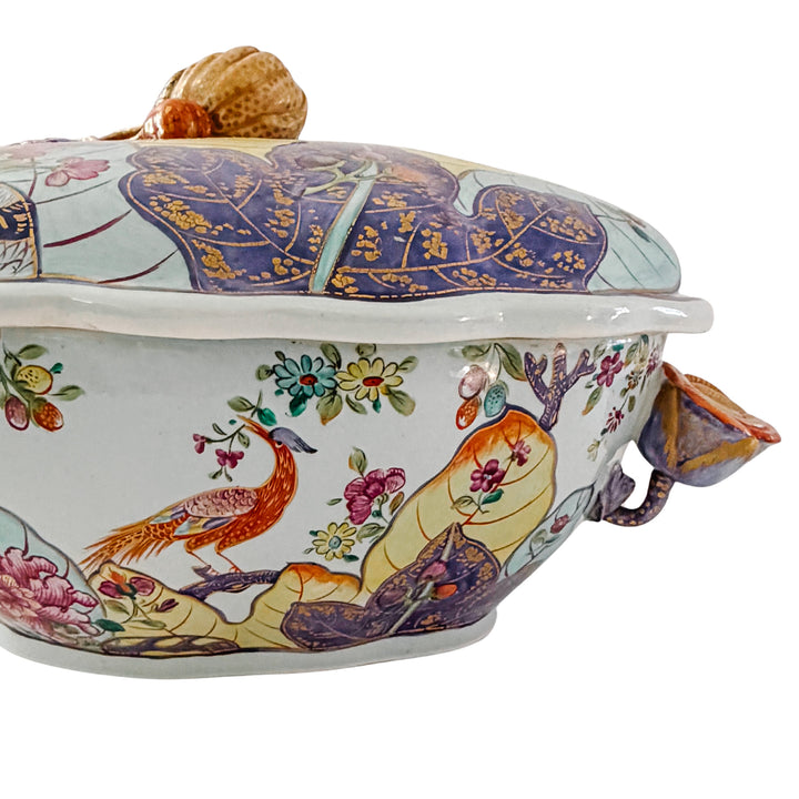 Vintage Mottahedeh Tobacco Leaf Tureen With Underplate