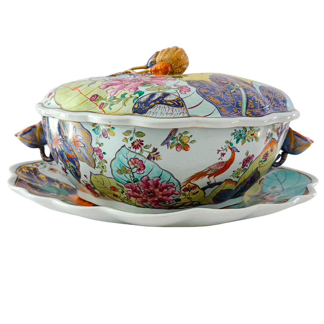 Vintage Mottahedeh Tobacco Leaf Tureen With Underplate