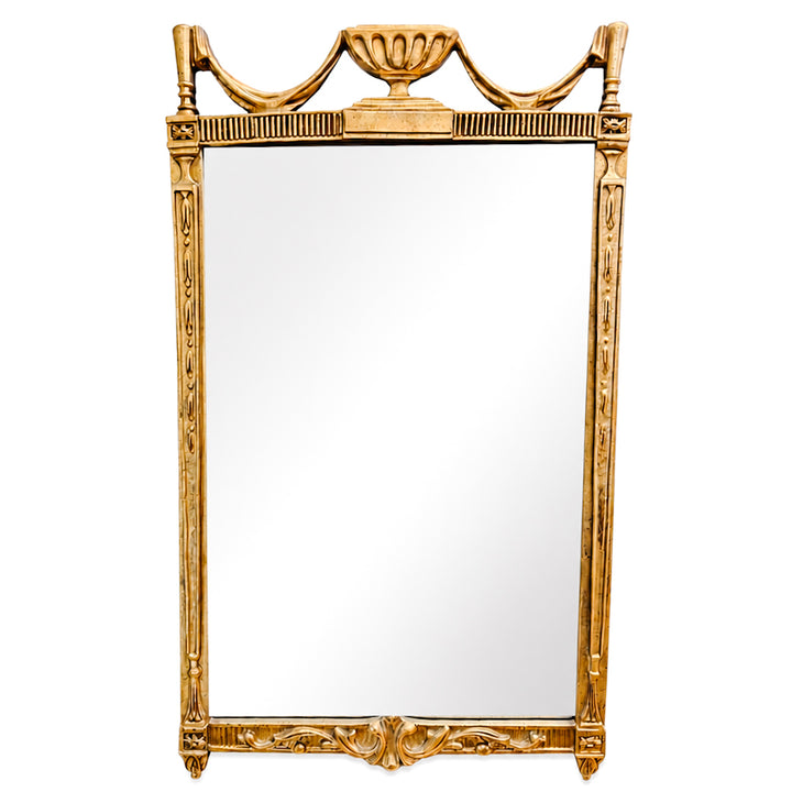 Vintage Neoclassical Giltwood Wall Mirror With Urn Pediment
