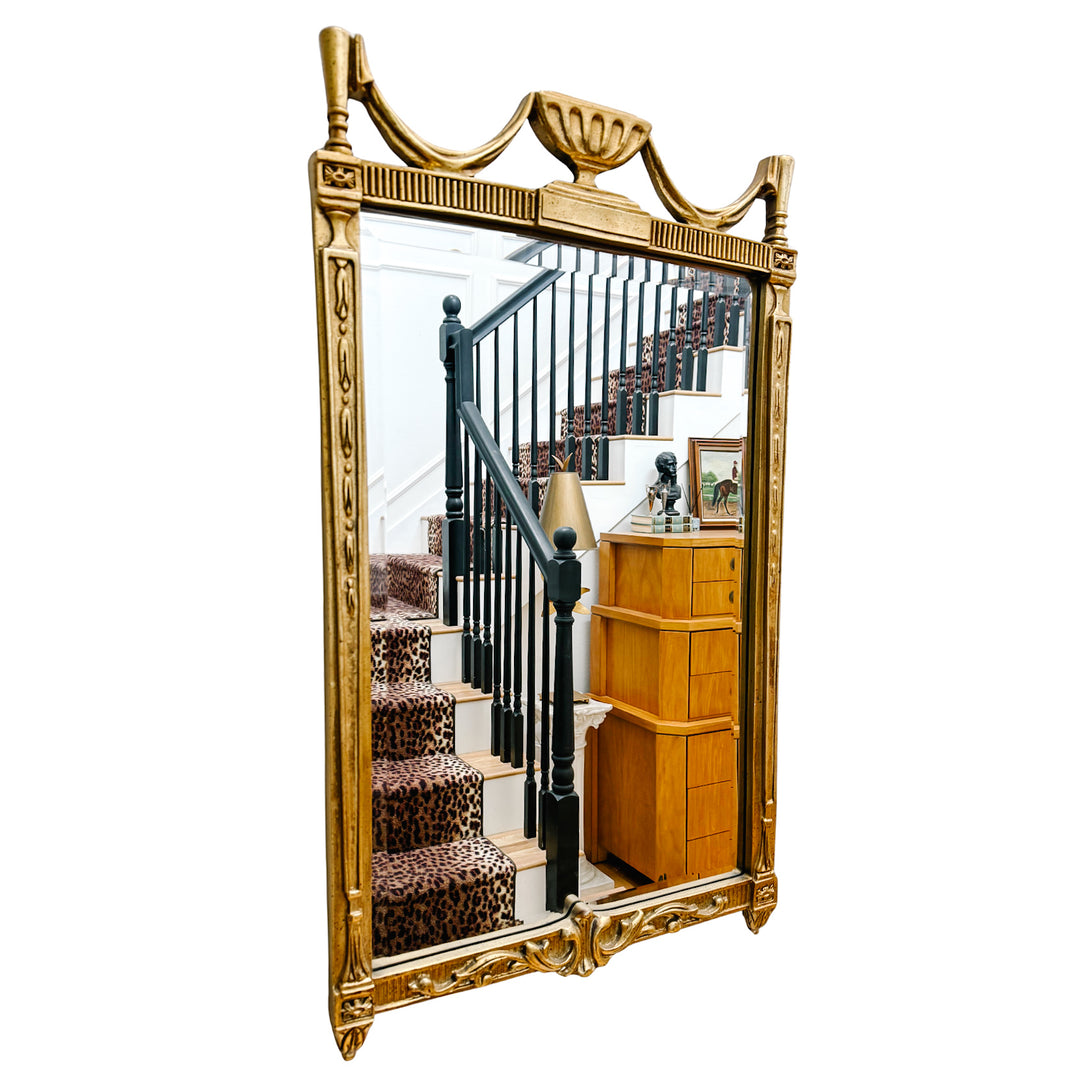 Vintage Neoclassical Giltwood Wall Mirror With Urn Pediment