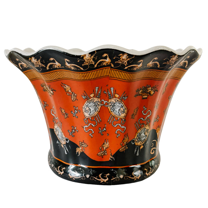 United Wilson Neoclassical Scalloped Ceramic Cachepot