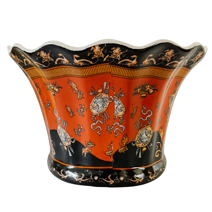 United Wilson Neoclassical Scalloped Ceramic Cachepot