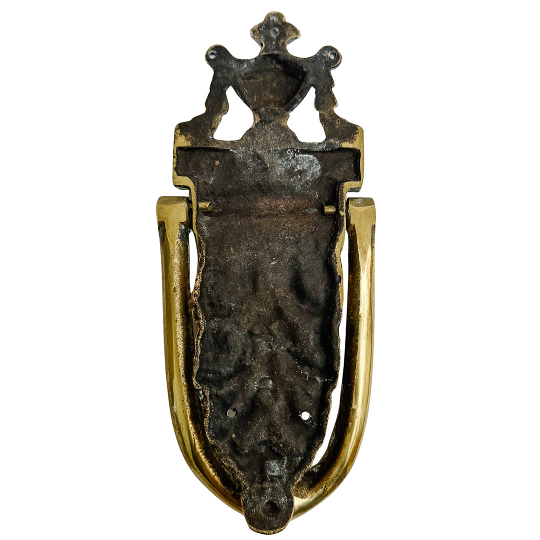 Vintage Neoclassical Solid Brass Urn & Acanthus Leaf Door Knocker