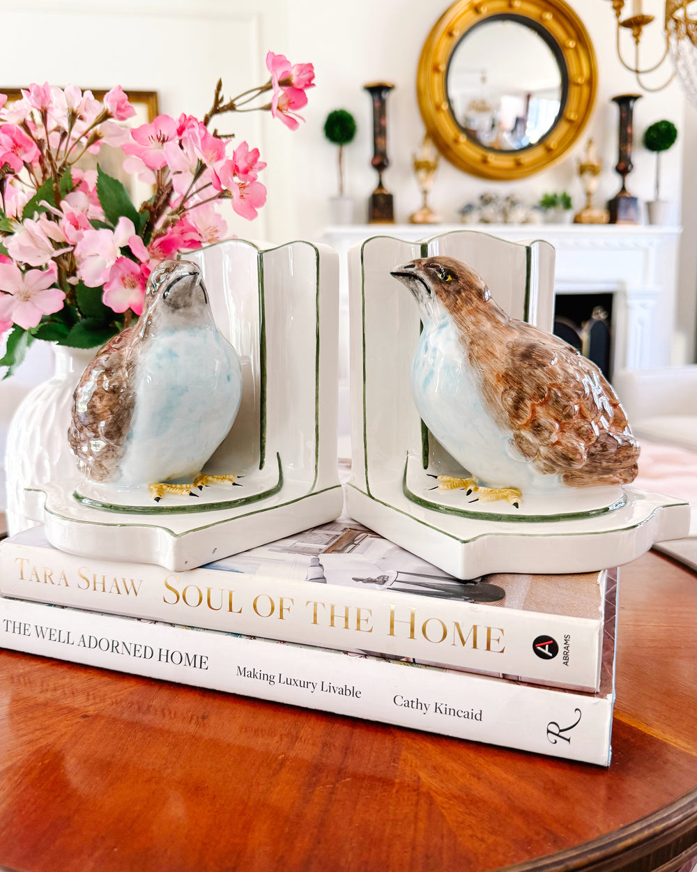 Vintage Nora Fenton Italian Porcelain Quail Bookends