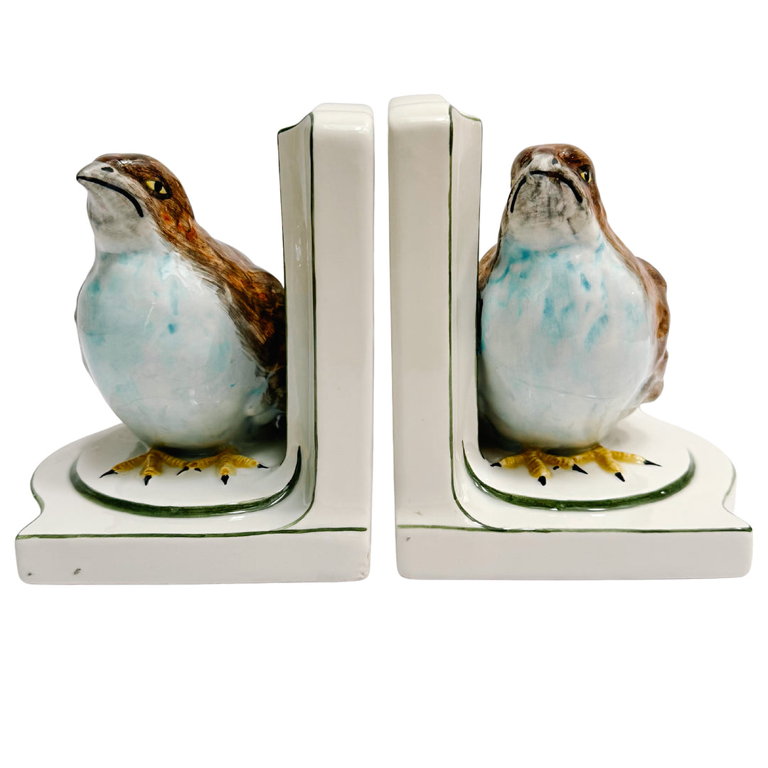 Vintage Nora Fenton Italian Porcelain Quail Bookends